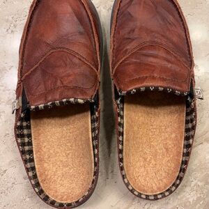 Spenco Brown Leather Slip-On Mules